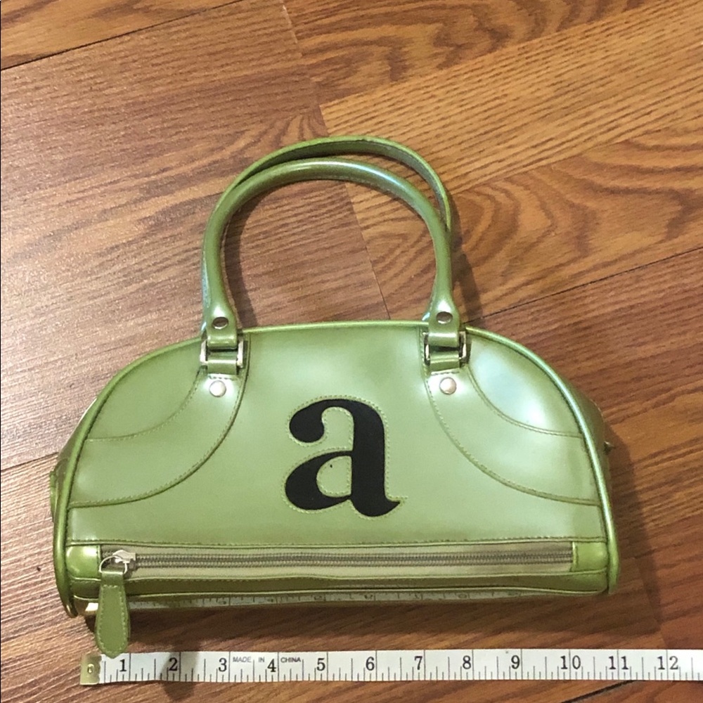 Bright green monogram patent leather purse